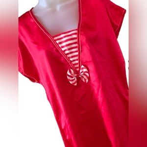 Sleep Solutions Nightshirt Ruby Red Short Sleeves Silky Striped Detail Medium